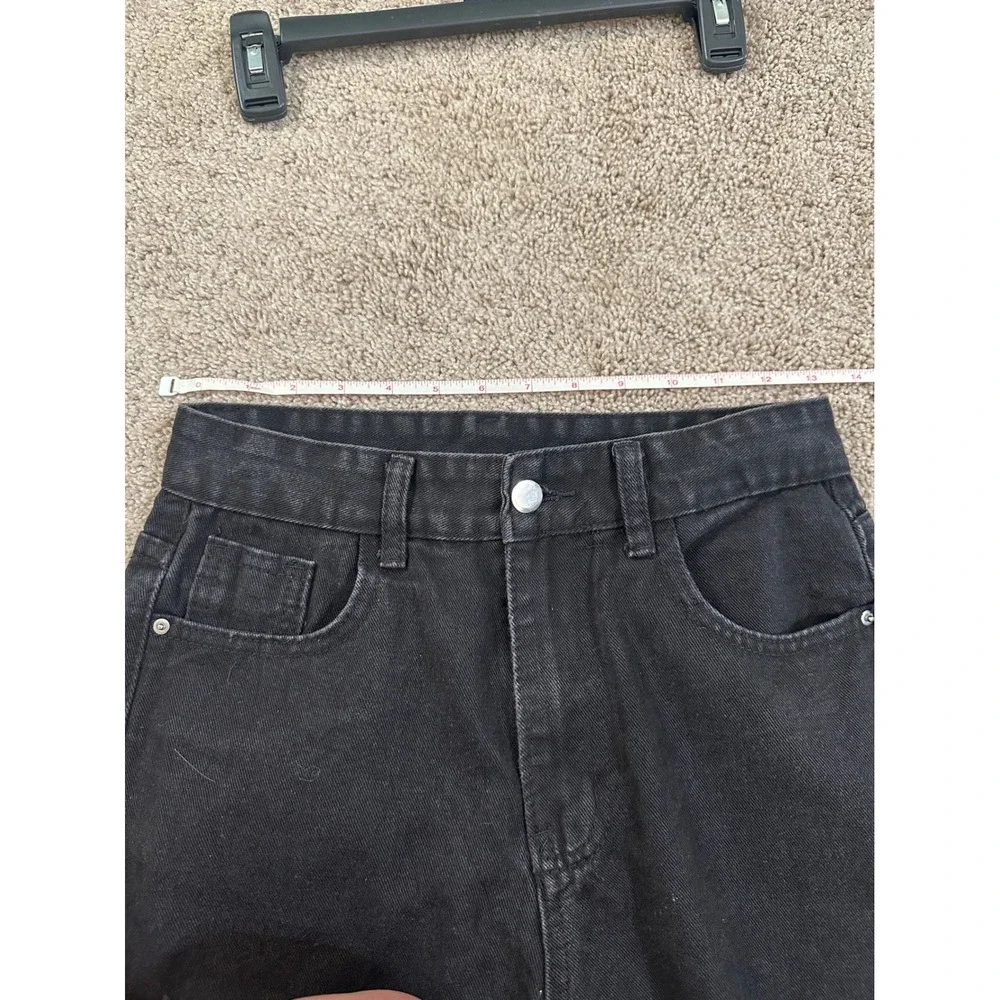 SHEIN Women's Black Distressed‎ Ripped Straight Leg Jeans Size S